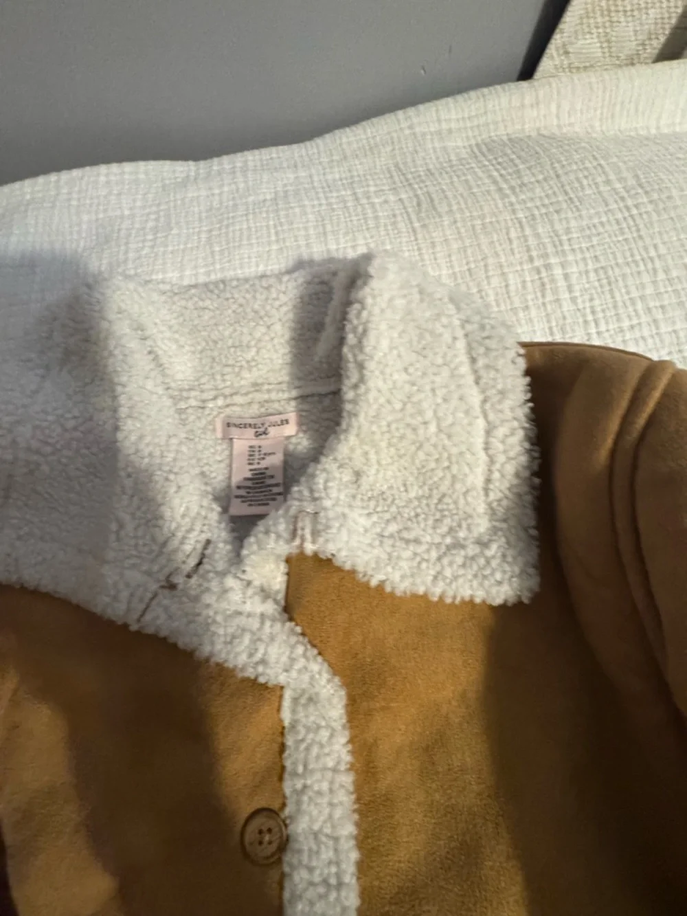 Sincerely Jules Girls Faux Shearling Jacket Brown Size 8 Button-Up Fall Coat - Picture 4 of 9